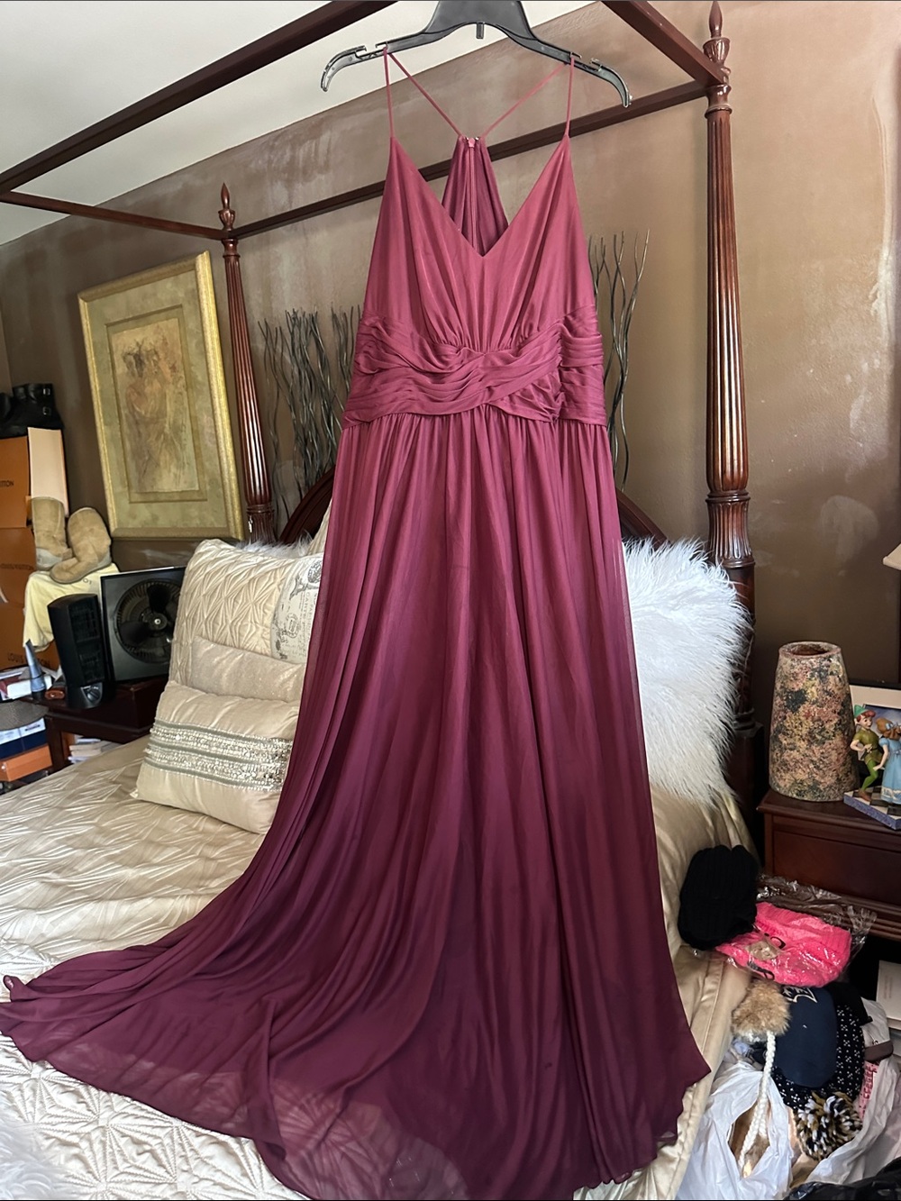 Spaghetti-Strap Maxi Dress in Deep Wine